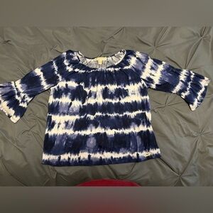 Michael Kors blue and white tie dye top size M